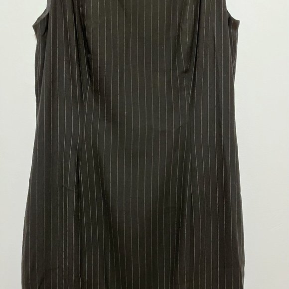 Ann Taylor Sleeveless Vertical Stripes Black Wool Blend Dress - Picture 3 of 7